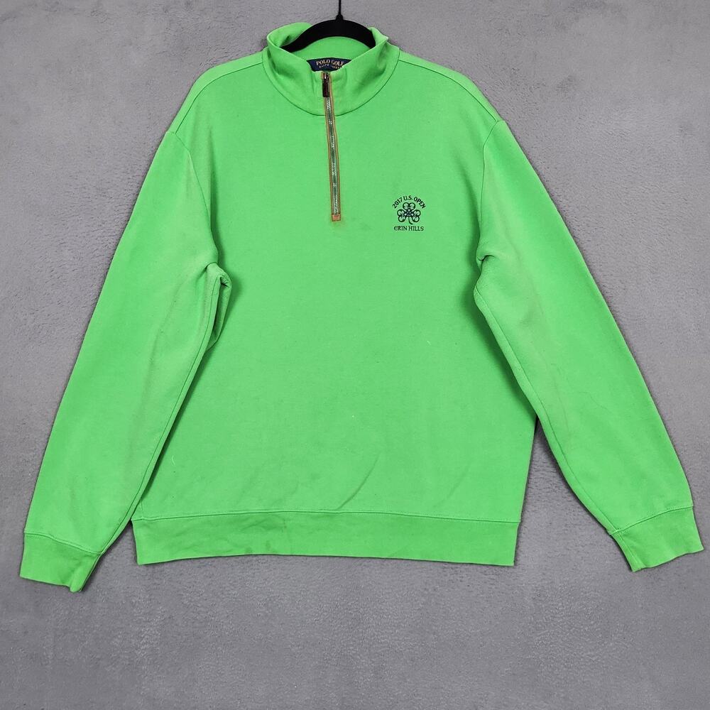 Polo Golf Ralph Lauren Sweatshirt Mens XL Green 1/4 Zip 2017 US Open Erin Hills